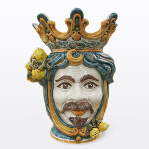 Sicilian Head Planter Vase by Ceramiche Sofia, a most skilled pottery maker from Caltagirone 